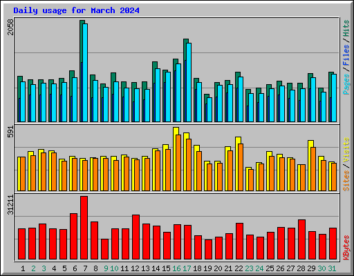 Daily usage for March 2024