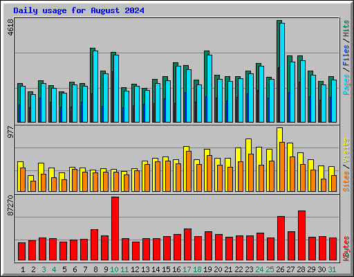 Daily usage for August 2024