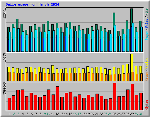 Daily usage for March 2024