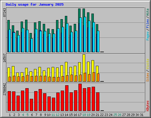 Daily usage for January 2025