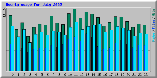 Hourly usage for July 2025